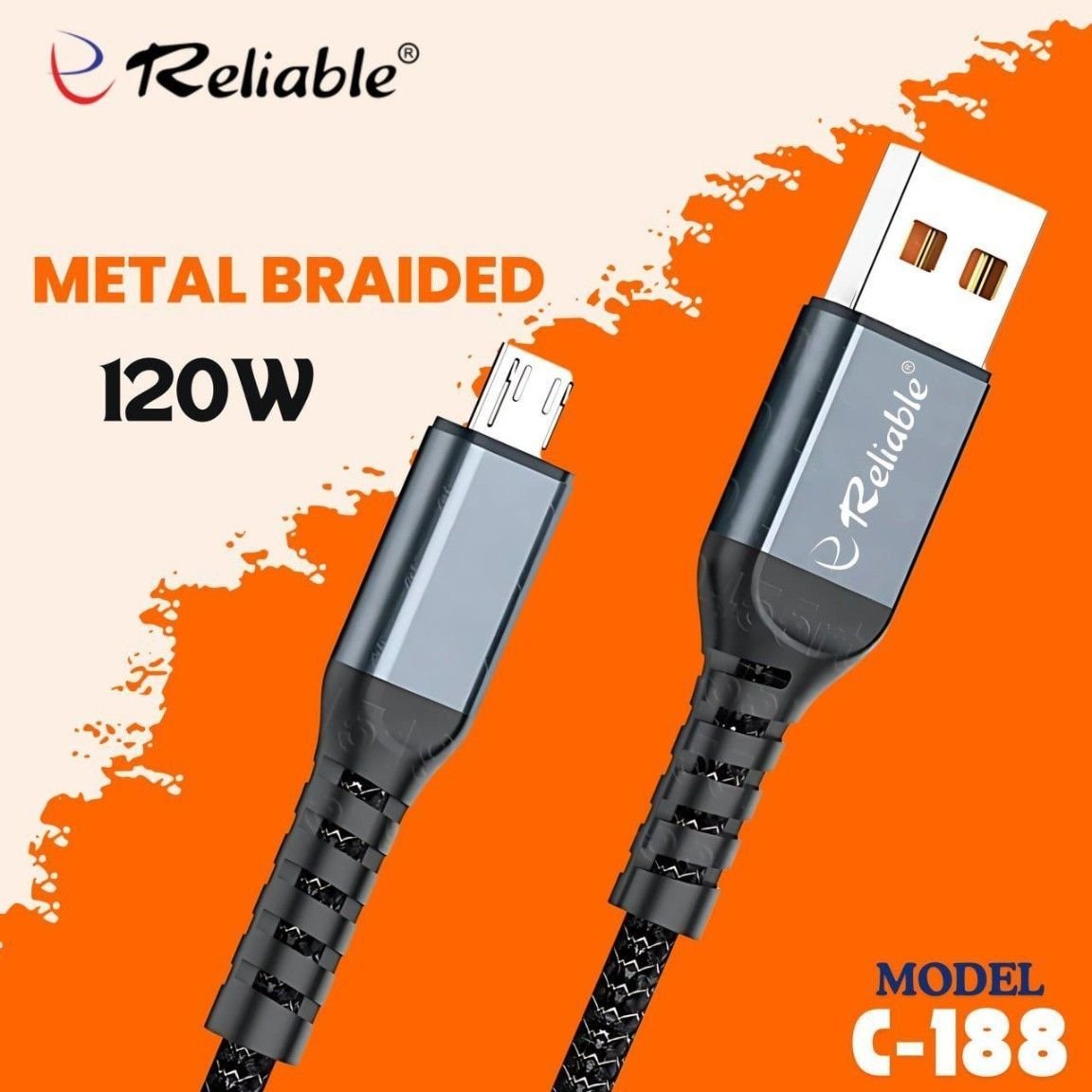 RBL E 188 V8 (BRAIDED METAL Data Cable) (WITH GUARNTEE