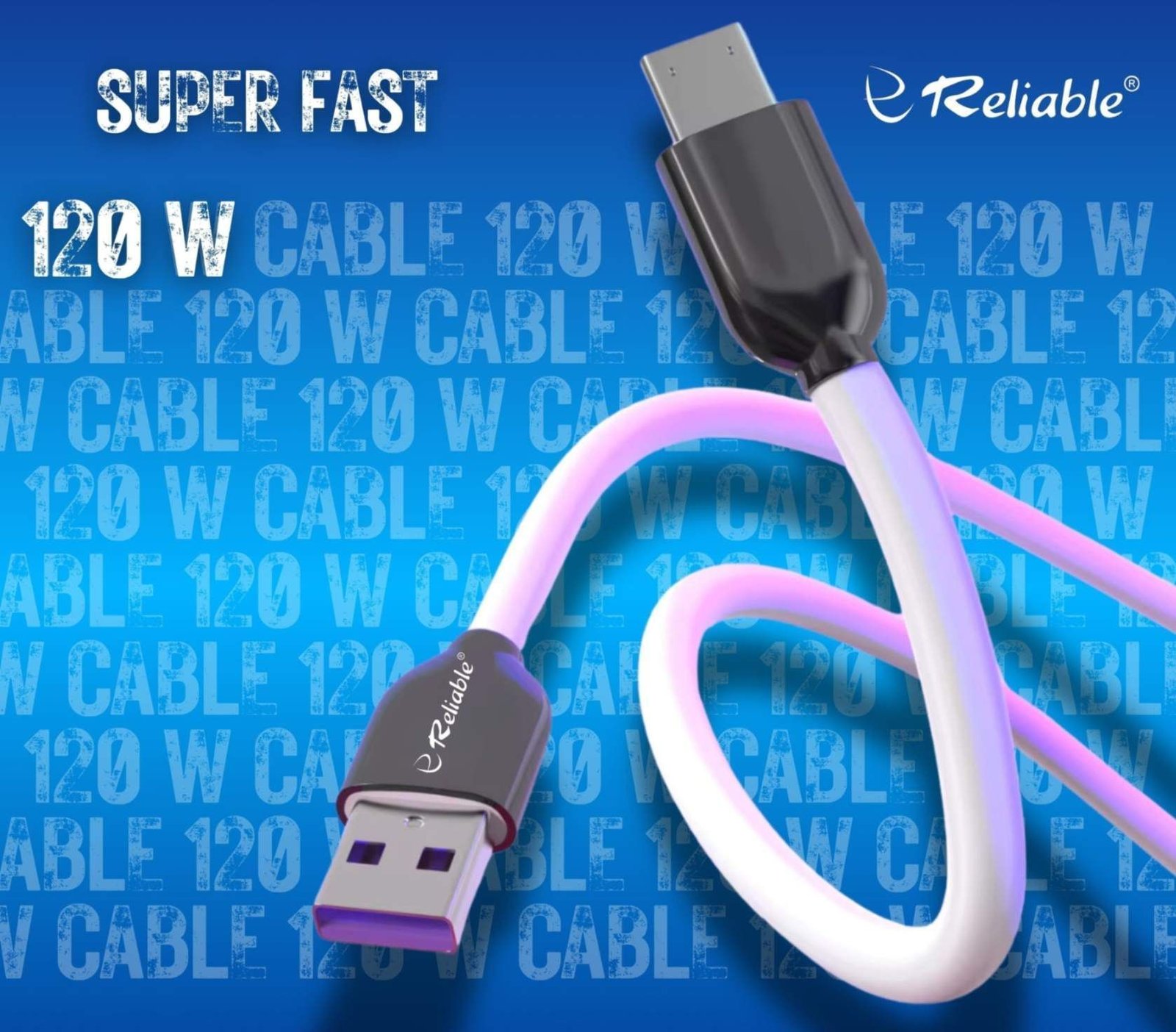 120w Glory Soft, Durable & Super Fast Charging Data Cable Type-C E-187 - Image 2