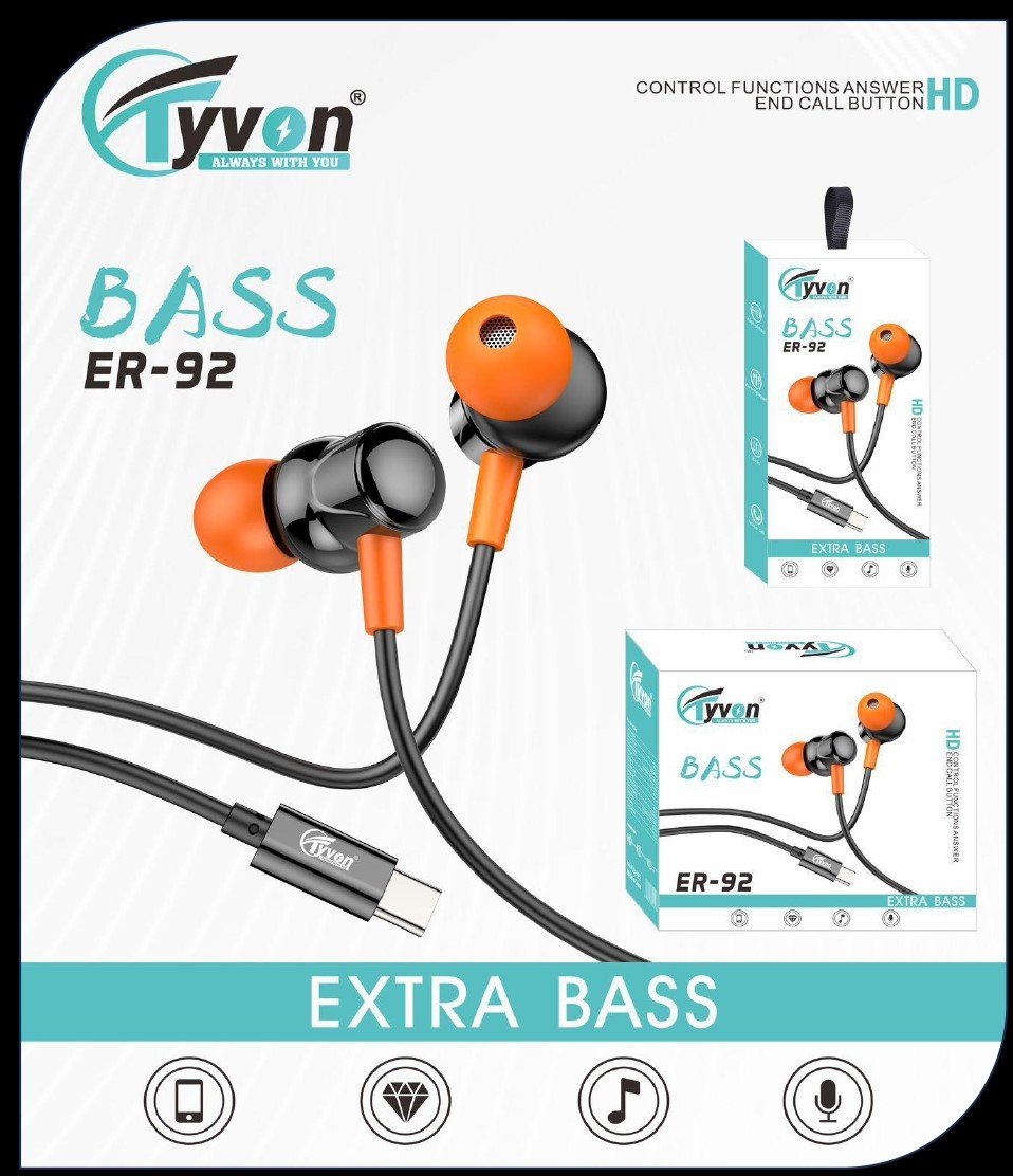 Extra Bass Control Function Answer End Call Button HD Earphone ER-92