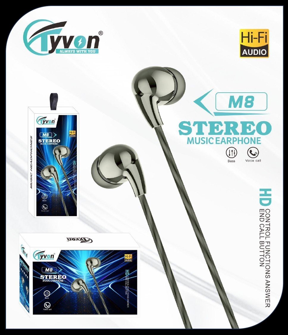 Stereo Music Earphone Control Function Answer End Call Button HD Earphone M-8