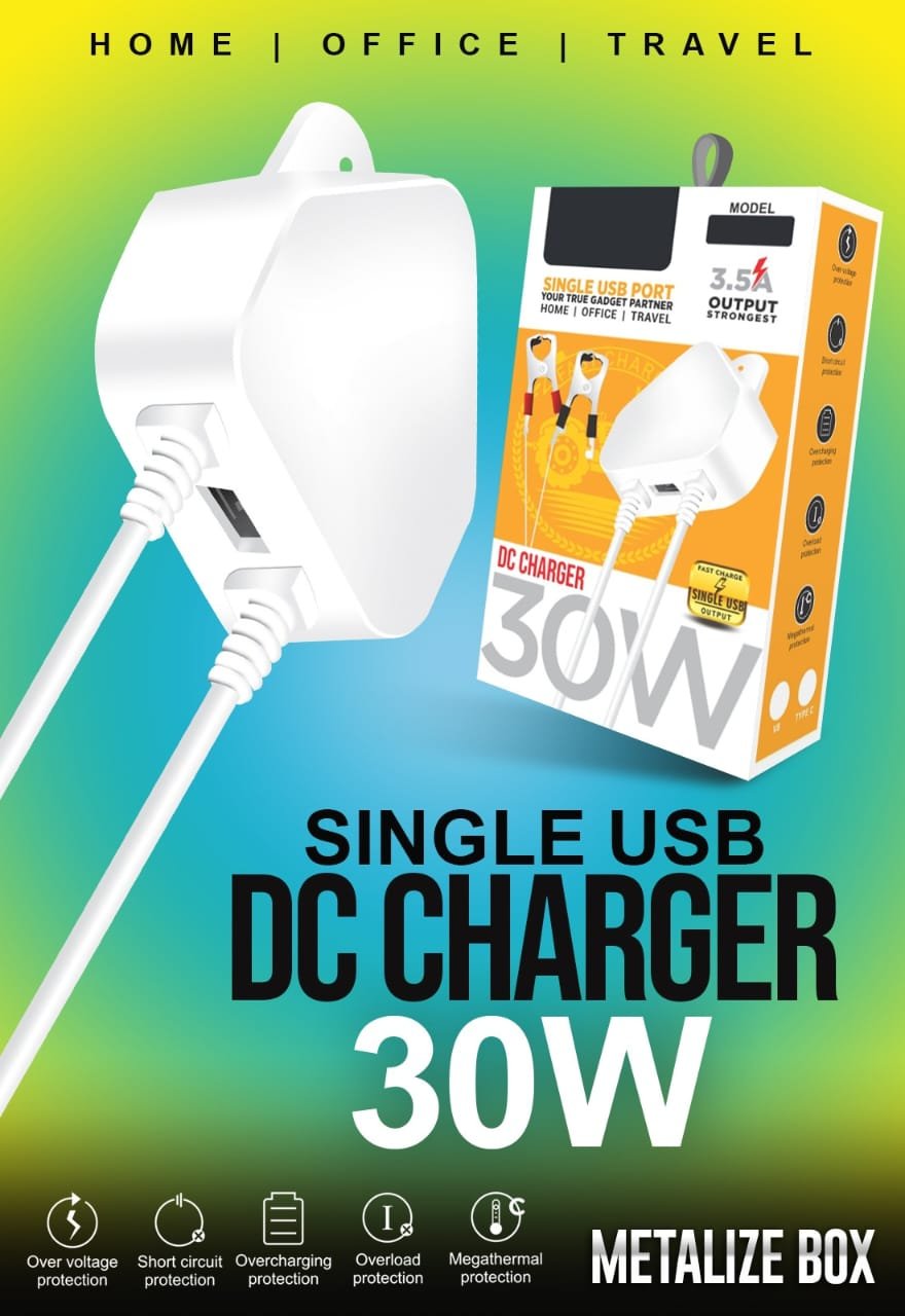 30w Single USB Fast DC Charger 3.5A | 2in1 | CH-015