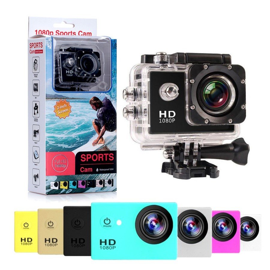 Sports Action camera Waterproof Outdoor 2K Action Camera with SD Card and Handlebar Mounts Sports and Action Camera (Black, 12 MP)