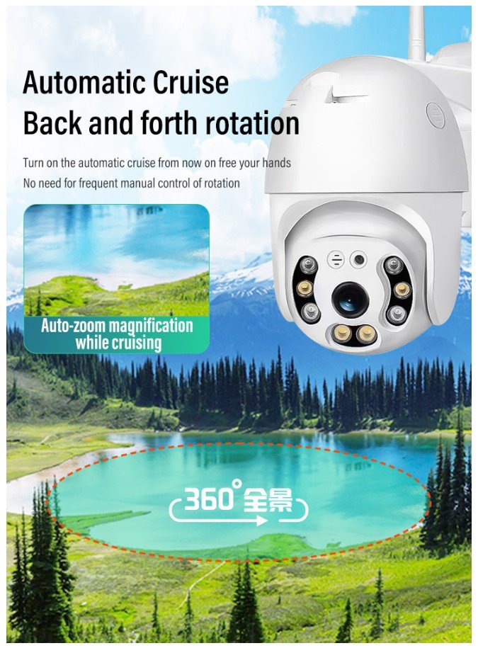PTZ WiFi Wireless Outdoor Waterproof Camera CCTV Security FULL HD IP Camera Security Camera (NO GB, 2 Channel) - Image 5