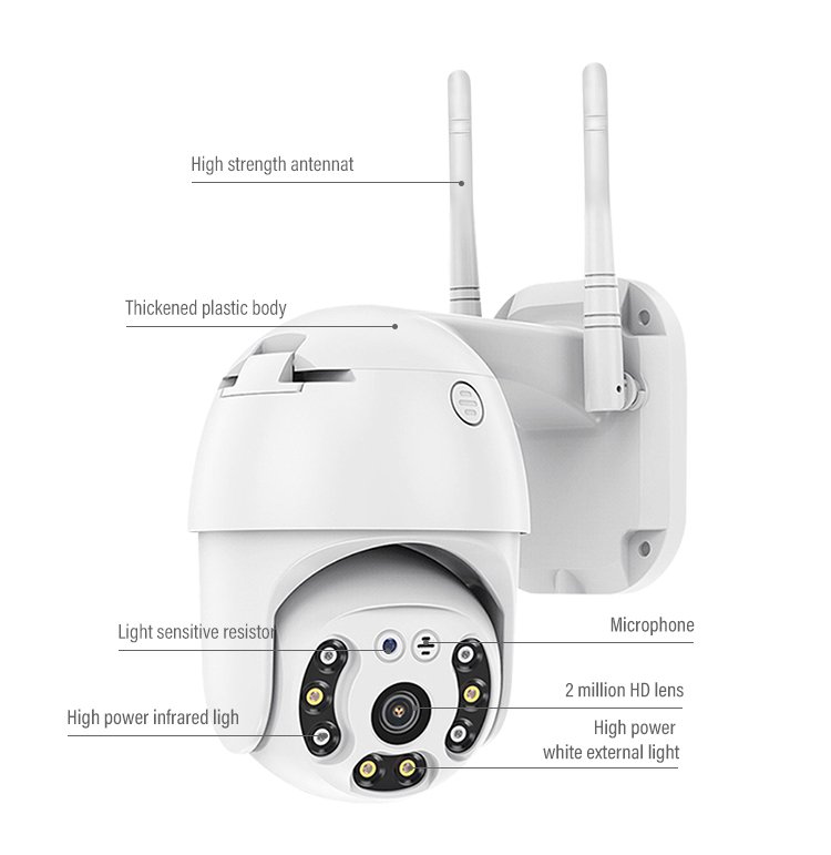 PTZ WiFi Wireless Outdoor Waterproof Camera CCTV Security FULL HD IP Camera Security Camera (NO GB, 2 Channel) - Image 6