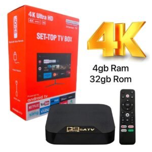 SATV Android TV Box 4K Ultra HD Set-Top Box with Bluetooth Voice Remote Control, Smart Streaming Media Player, HDMI Cable, Power Adapter