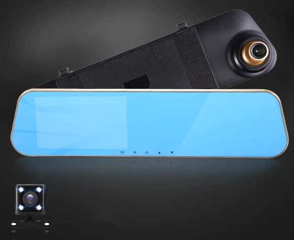 4.3-Inch Rearview Mirror Car DVR with Dual Lens Dash Camera Reverse Assist Camera System (1 Camera, 960 x 576) - Image 4