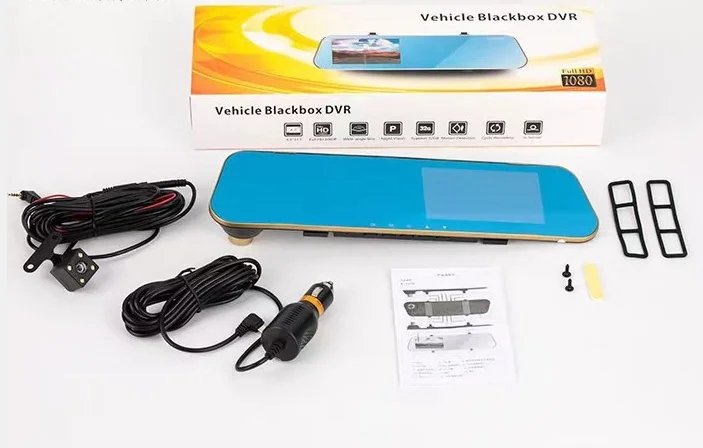4.3-Inch Rearview Mirror Car DVR with Dual Lens Dash Camera Reverse Assist Camera System (1 Camera, 960 x 576) - Image 5