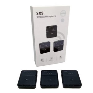 SX9 Wireless Microphone for PC/iPhone, All Smartphones & Camera Collar mic (2 Microphones 1 Receiver) Ultra-Long Life 360 ° Noise Reduction HD Radio Double vlog/Live/Video Recording.