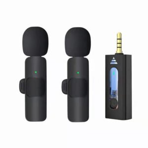 K-35 Dual Wireless Collar Microphone, 3.5mm Plug and Play Lavalier Mic for DSLR, YouTube, Interview, Vlogging and Live Streaming