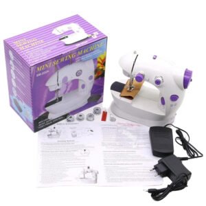 Mini Sewing Machine - Stitching Machine for Home Tailoring with Threads Sewing Kit & Foot Pedal - Portable Silai Machine, White